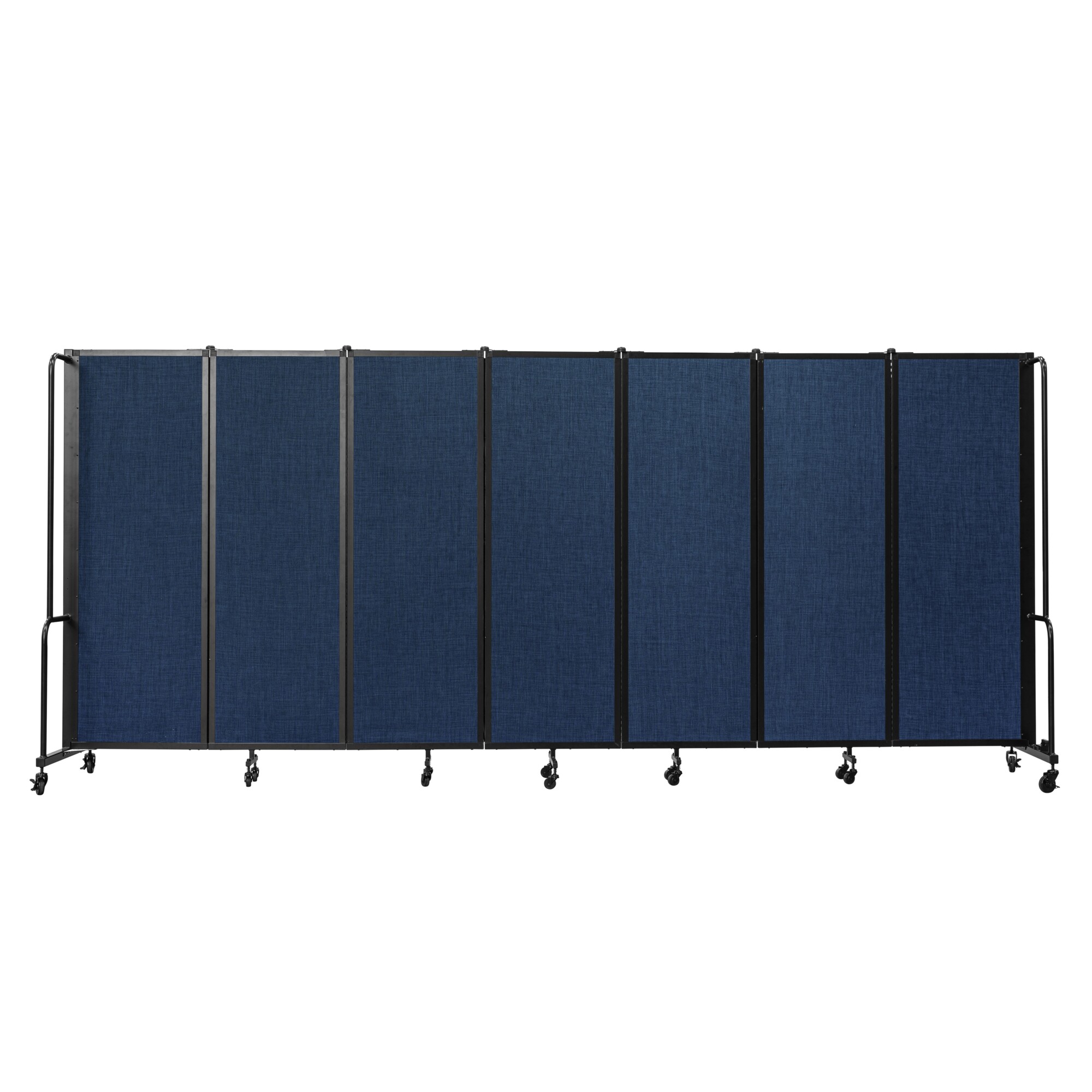 National Public Seating, Room Divider, 6ft.HT,7 Blue PET Panels,Black Frame, Material PET